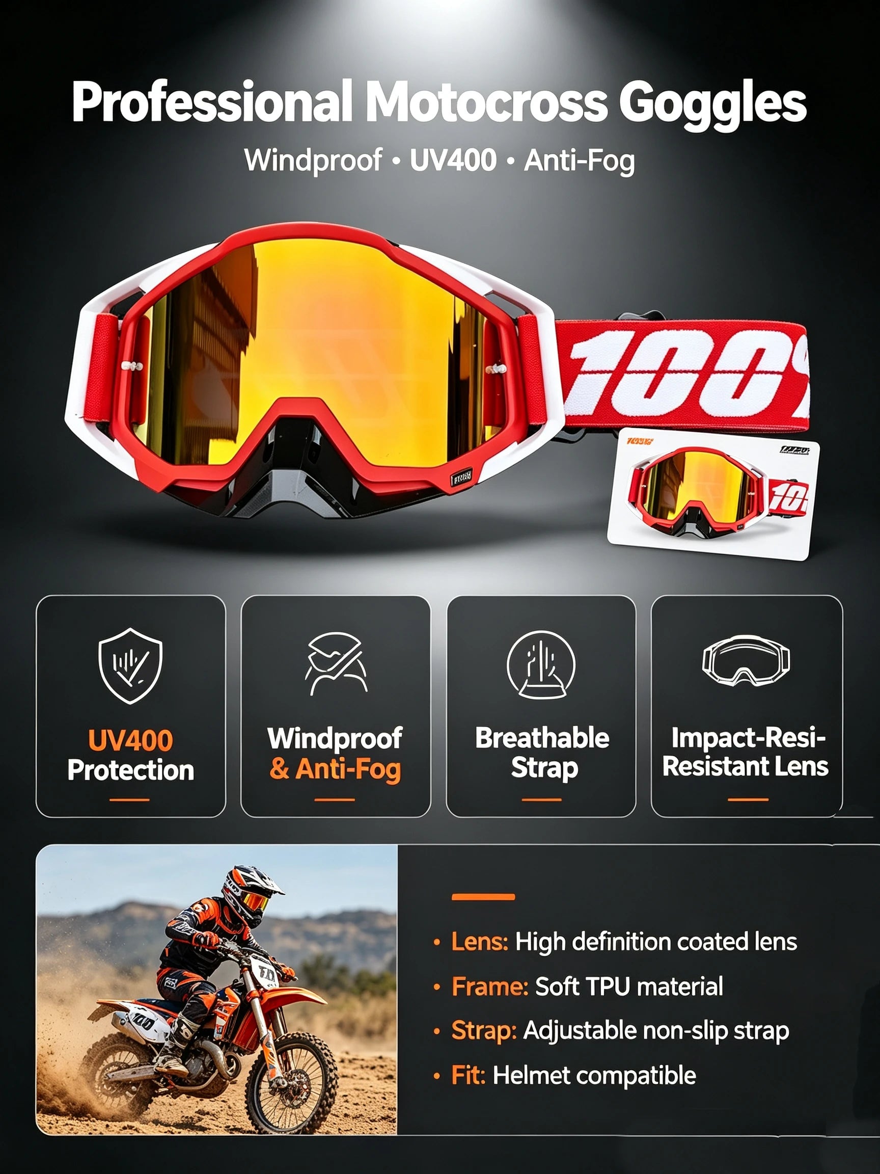 Off-road Goggles Motocross Glasses Motorcycle Sunglasses Man MTB ATV Mask Windproof Protection Skiing Cycling Racing Goggles Beauty World Shop