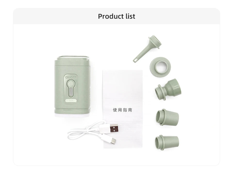 3 in 1 Electric Air Pump with Lights Mini Wireless Air Compressor USB Charging Inflator/Deflator Pumps for Outdoor Camping Beauty World Shop