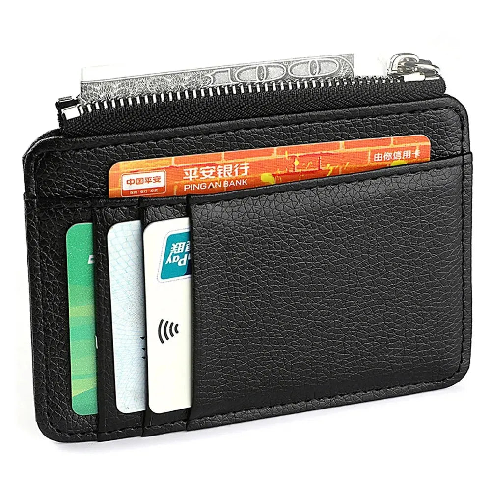 Mini Credit Card Wallet Id Card Holder Men's Small Wallet Thin Sleeve Zipper Short Coin Wallet Beauty World Shop