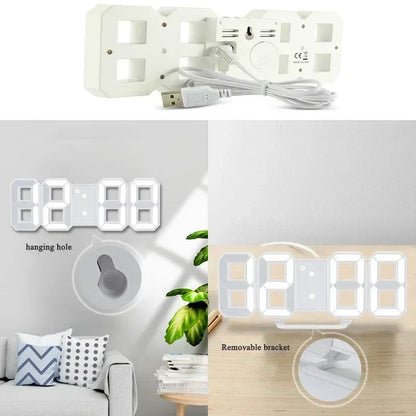Purchase Products Clock 3D LED Digital Alarm Clock Wall Clock Time/date/temperature For Home/kitchen/office Clocks Decor Garden Beauty World Shop
