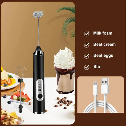 Handheld Double Stick Wireless Whisk Custard Foamer Mini Portable Blender Coffee Milk Three Speed Control Egg White Whipped USB Beauty World Shop