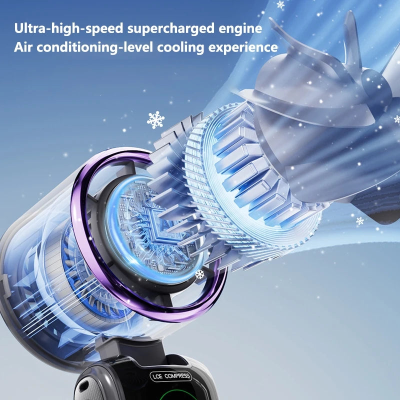 Portable Air Cooling Turbos Handheld Fan 100-Speed Adjustable Refrigeration Cooler 4000mAh LED Display USB Rechargeable