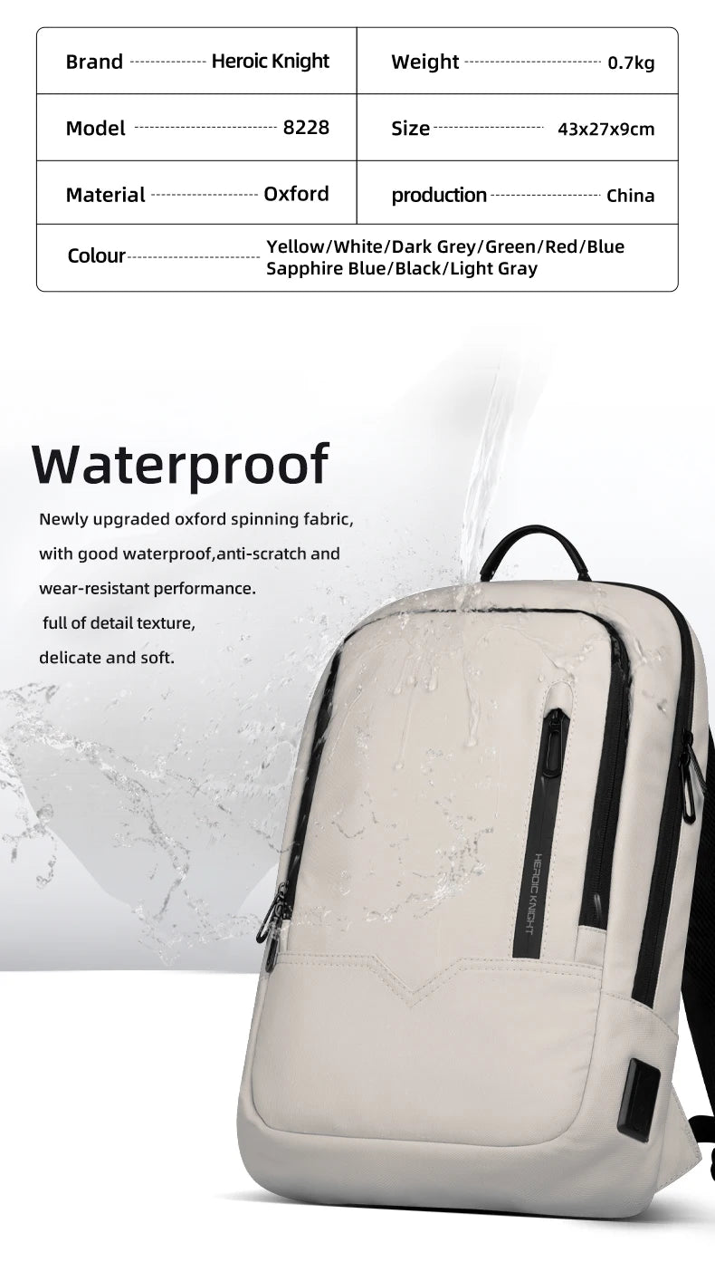 Heroic Knight Men's Daily Laptop Backpack Lightweight Minimalist Commute Office Daypack Women Waterproof Business Trip Schoolbag Beauty World Shop