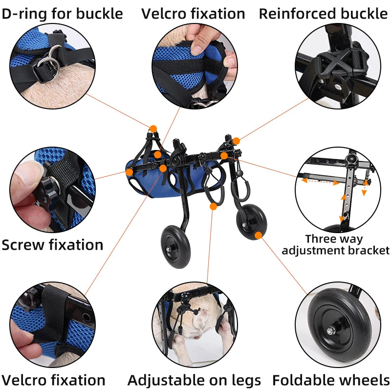 Pet Wheelchair Cart Adjustable Pet Mobility Aids with Wheels Disabled Cat Dog Rehabilitation Walking Mobility Aid Troll Beauty World Shop