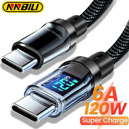 NNBILI 120W A-C and C-C Phone Super Fast Charging Cable with LED display screen, not compatible Xiaomi iPhone、 Samsung Beauty World Shop