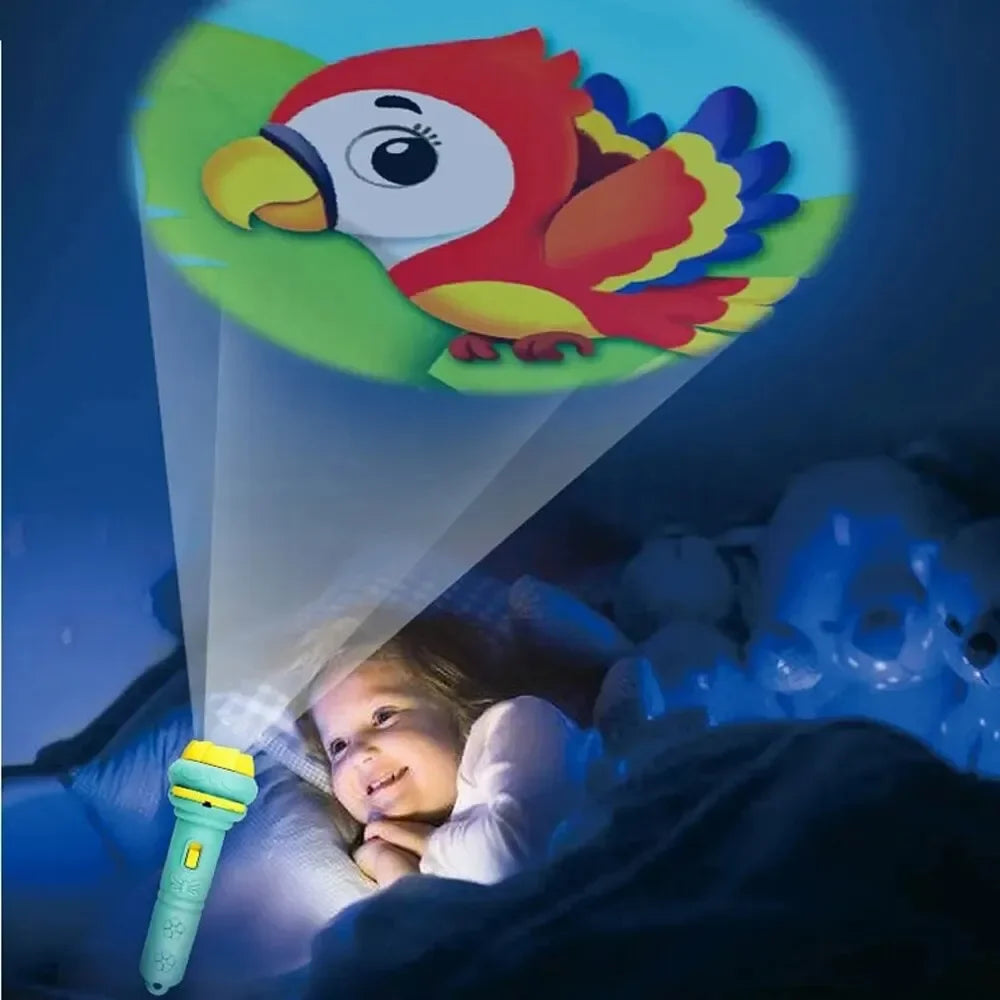 10 Cards Cartoon Projection Flashlight 80 Patterns Creative Children Flashlight Toy Projector Baby Toys Bedtime Story Book Toy Beauty Fashion