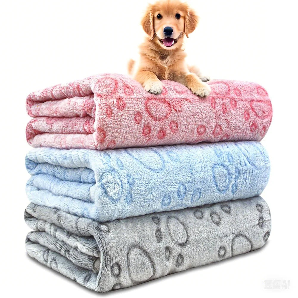 1pcs Ultra-Soft Paw Print Dog Blankets - Machine Washable, Cozy Pet Pillow Pads for Indoor & Outdoor Use - Ideal for Small to La Beauty World Shop