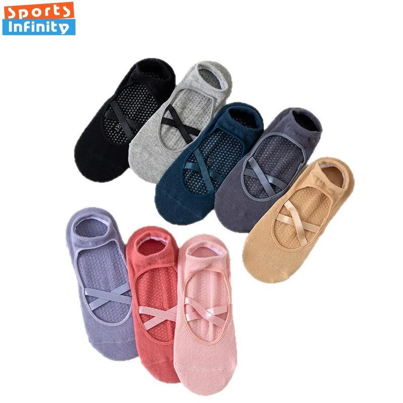 1pair Fashion Yoga Socks Anti Slip Women Professional Pilates Socks Cotton Dance Floor Trampoline Aerobics Fitness Sports Socks Beauty World Shop