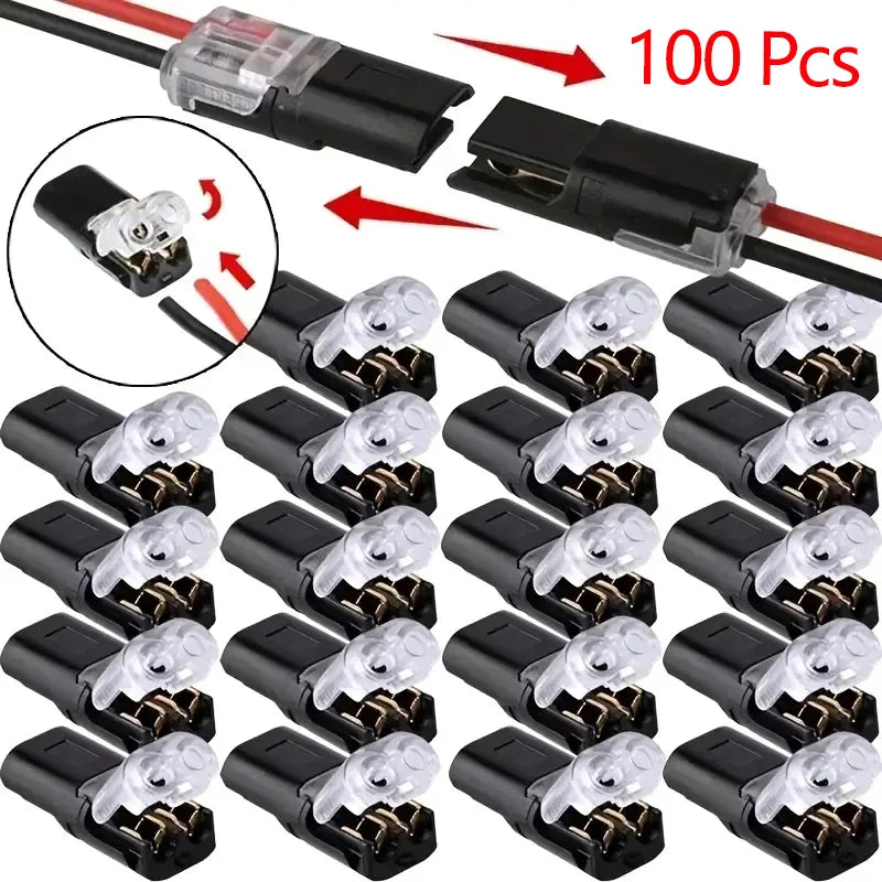 20/50/100 Pack of H2 2-Pin Pluggable Wire Connectors, Nylon-Insulated Copper Quick-Connect Terminal Blocks, Suitable for Low-Voltage Cables, No Power Mode Required, No Electronic Components Beauty World Shop