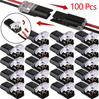 20/50/100 Pack of H2 2-Pin Pluggable Wire Connectors, Nylon-Insulated Copper Quick-Connect Terminal Blocks, Suitable for Low-Voltage Cables, No Power Mode Required, No Electronic Components Beauty World Shop