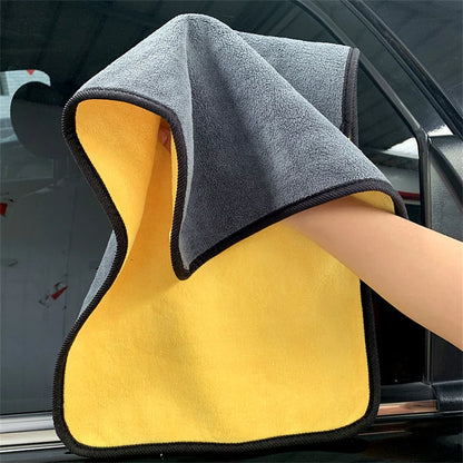 1/2/6pcs Microfiber Cleaning Towel Thicken Soft Drying Cloth Car Body Washing Towels Double Layer Clean Rags Car Accessories Beauty World Shop