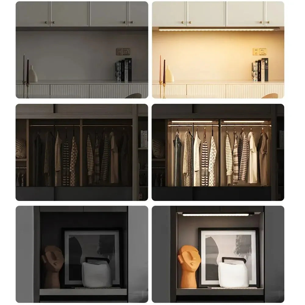 LED Cabinet Light USB Type-C Rechargeable Motion Sensor Led Lamp for Kitchen Wardrobe Cabinet Lighting 20cm/30cm/40cm/50cm/60cm Beauty World Shop