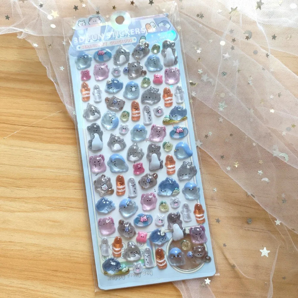 4-Piece Kids' Cartoon Cute Soft Ghost 3D Stickers - Adorable 3D Decor Decals for Phones, Notebooks(Anime Worlds Store) Beauty World Shop