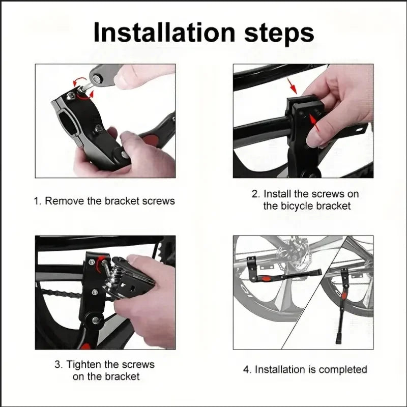 Aluminum Alloy Kickstand, Bicycle Rear Bracket Adjustable Length, MTB 26 Inch Bicycle Side Support Beauty World Shop
