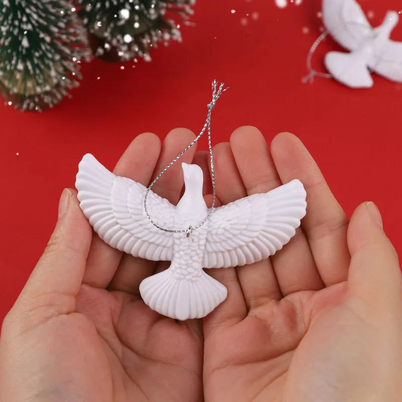 1/4pcs Resin White Dove Christmas Ornaments Xmas Tree Hanging Pendants 2026 New Year Party Home Wall DIY Decoration Kids Gifts Beauty World Shop
