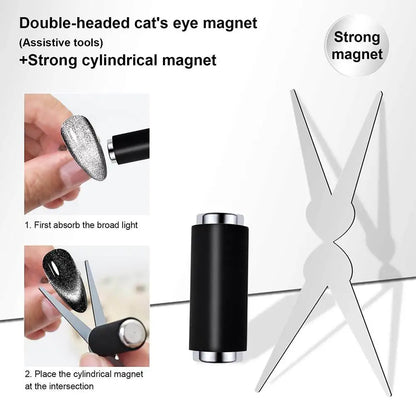Double-head French Nail Art Magnet Set Cat Eye Magnetic Rod Combination Nail Art DIY V-Shaped Effect Gel Nail Polish Magnet Beauty Trend Shop
