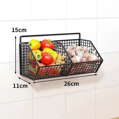 Wall Mounted Kitchen Storage Basket Durable Wire Storage Rack for Vegetables and Fruits Suitable for Home Organization Beauty World Shop
