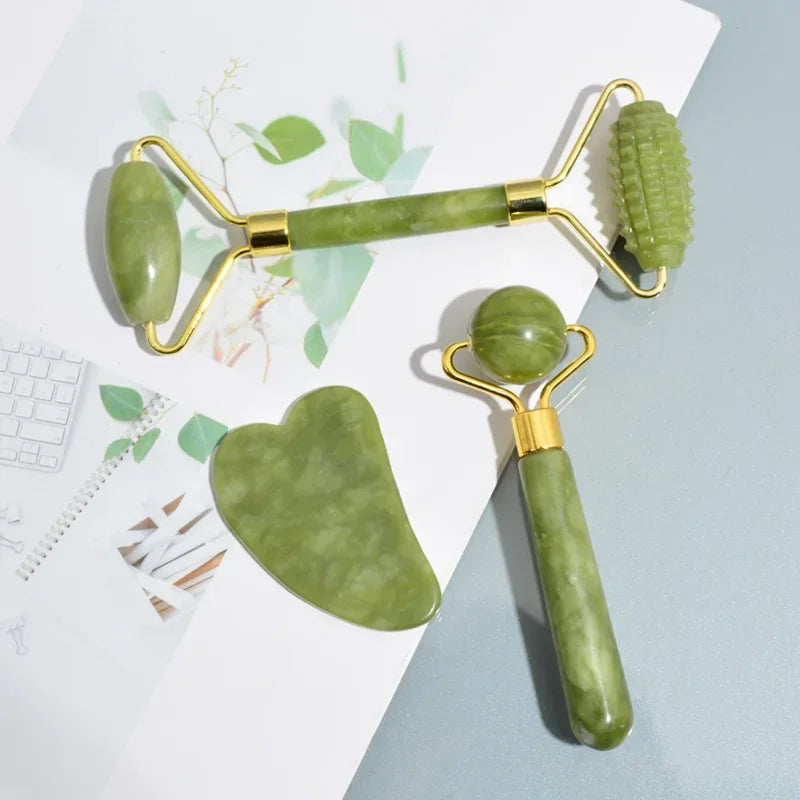 Natural Jade Roller Face Gua Sha, Natural Stone, Body Neck Massager, Acupoint, Eye Care Spa Massage Tools Massage Visage Lifting Beauty World Shop