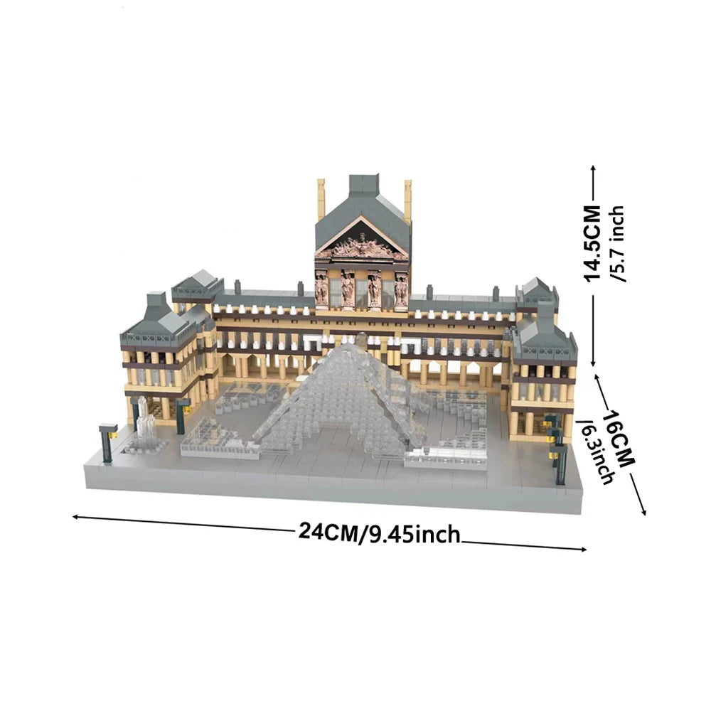 Knew Built Louvre Micro Mini Building Blocks for Adult, Architecture Toys Set, Construction, Arc Triomphe Eiffel Assembly Bricks Beauty World Shop