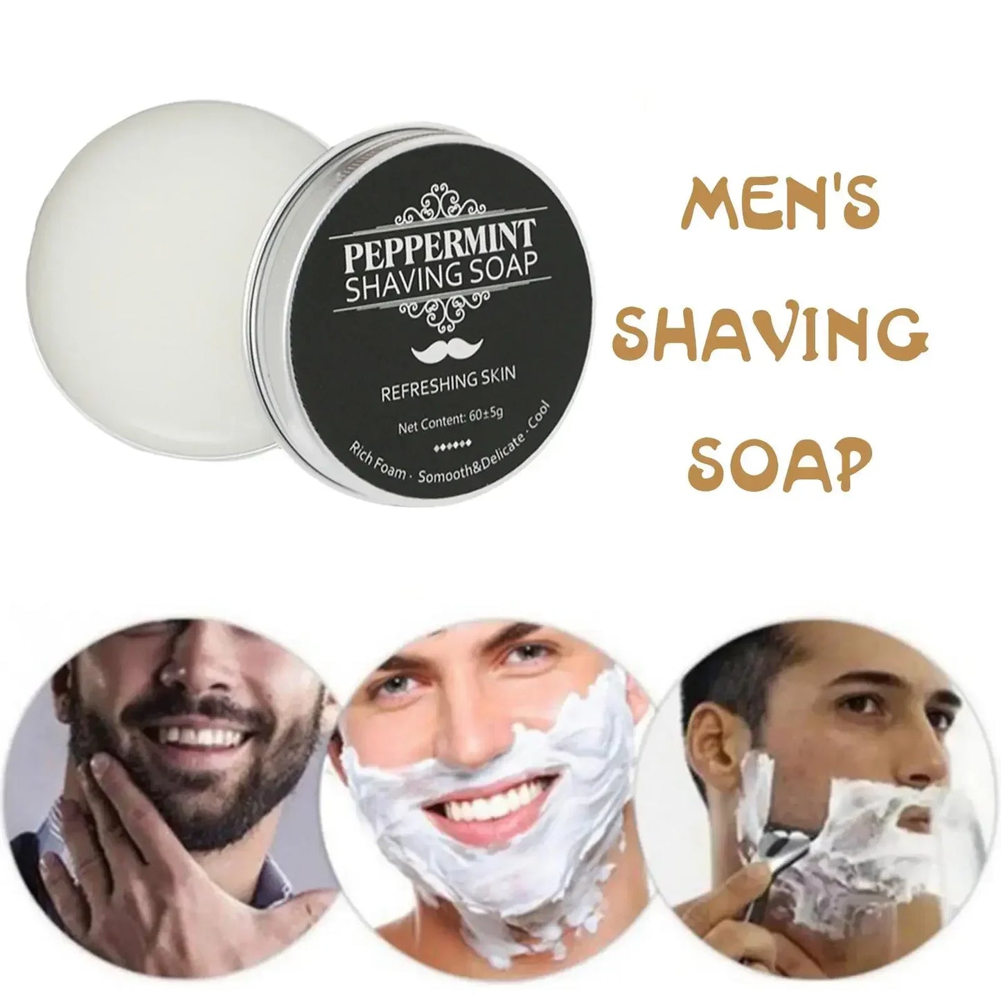 Handmade Smooth Texture Ear Shaving Soap Bar - Organic Foam Shaving Cream for Men Face Freshness And Cleanliness Maintainer