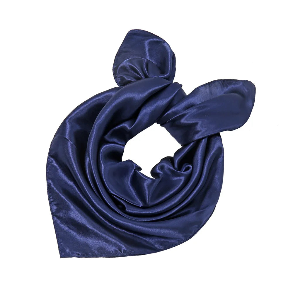 Women New Plain Satin Solid Color 60x60cm Square Scarf Girl Simulation Silk Performance Small Scarves Best Party Gift Beauty World Shop