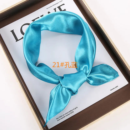 New Solid 60x60cm Square Scarf Single Imitation Silk Bright Light And Satin Performance Scarves Party Gift Beauty World Shop