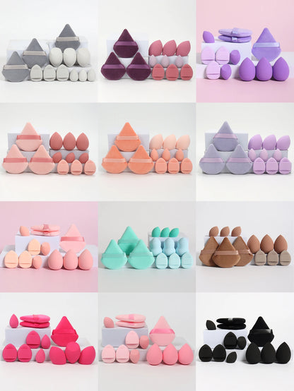 12-Piece All-Purpose Makeup Sponge Set, Made of 3 Loose Powder Puffs, 3 Mini Air Cushion Puffs, 3 Beauty Eggs and 3 Mini Beauty Beauty World Shop
