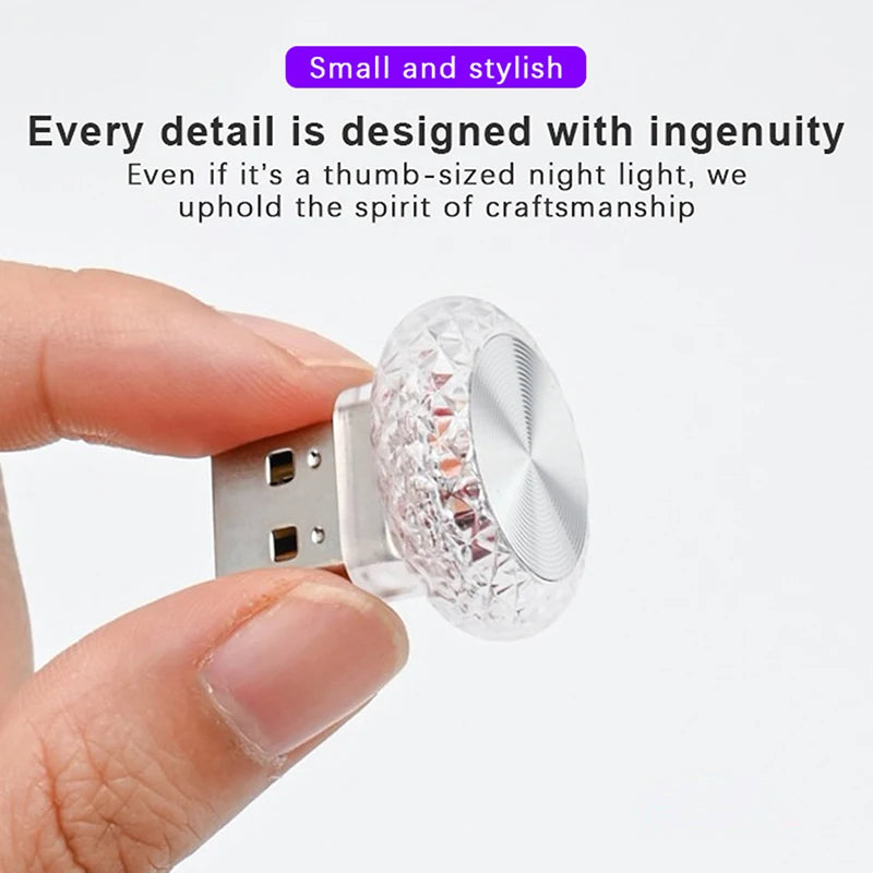 Portable Car USB Ambient Light Mini LED Decorative Atmosphere Lamps For Auto Interior Environment Light Computer Light Plug Play Beauty World Shop