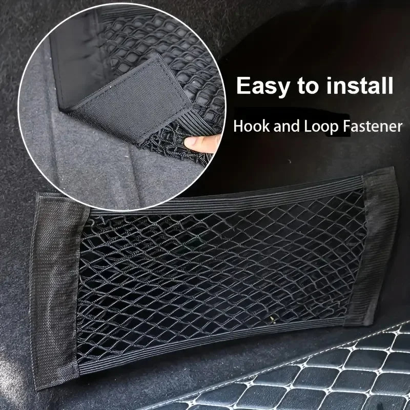 Universal Car Storage Bag Double Mesh Trunk Storage Net Car Built-in Storage Bag Car Fire Extinguisher Fixed Net Anti-Slip Beauty World Shop