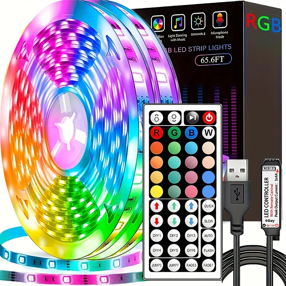 Led Strip Lights with 44 Key Remote Control 1m 5m 10m 20m RGB Tape Led Wall Room for Home Bedroom Party Decor TV Backlight Beauty World Shop