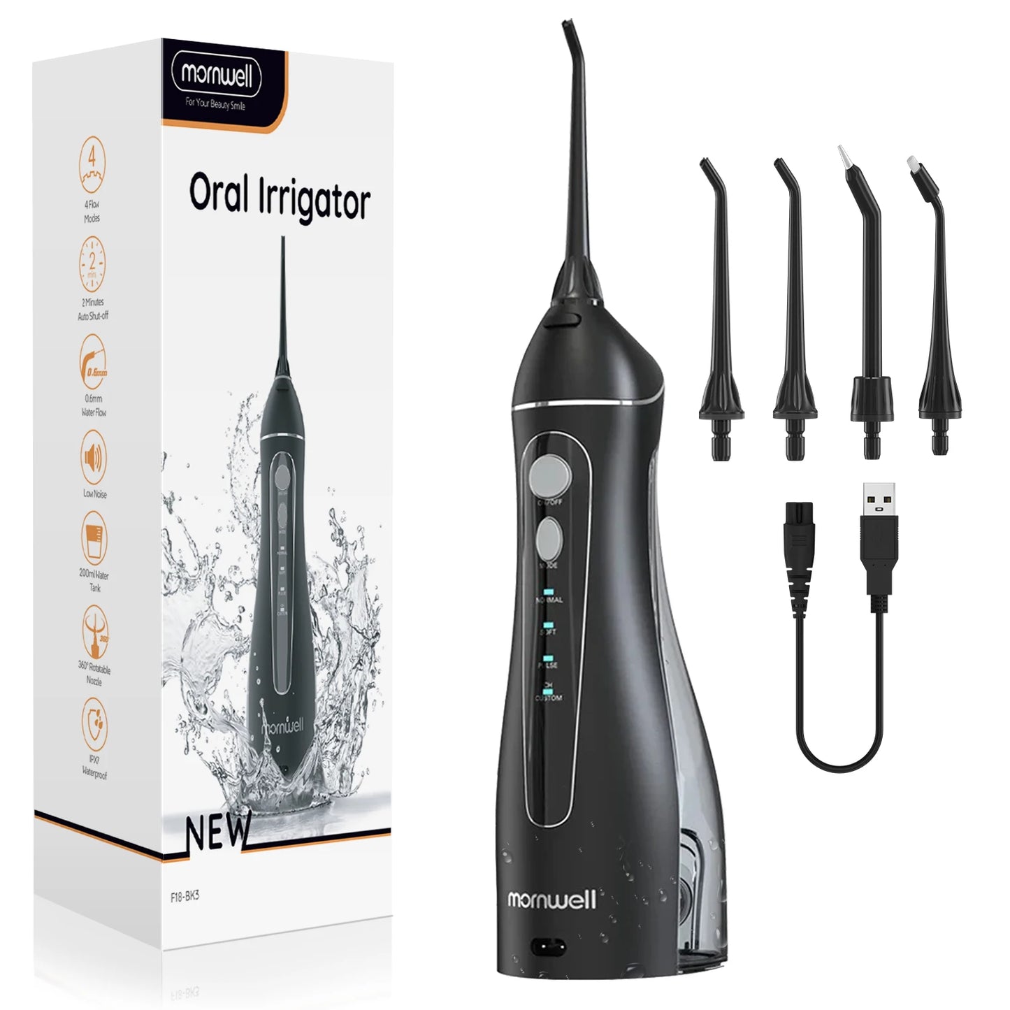 Water Floss Portable Cordless F18 Water Flosser 3 Cleaning Modes Waterproof Rechargeable Water Cleaner 4 Nozzles Clean Gums Beauty World Shop