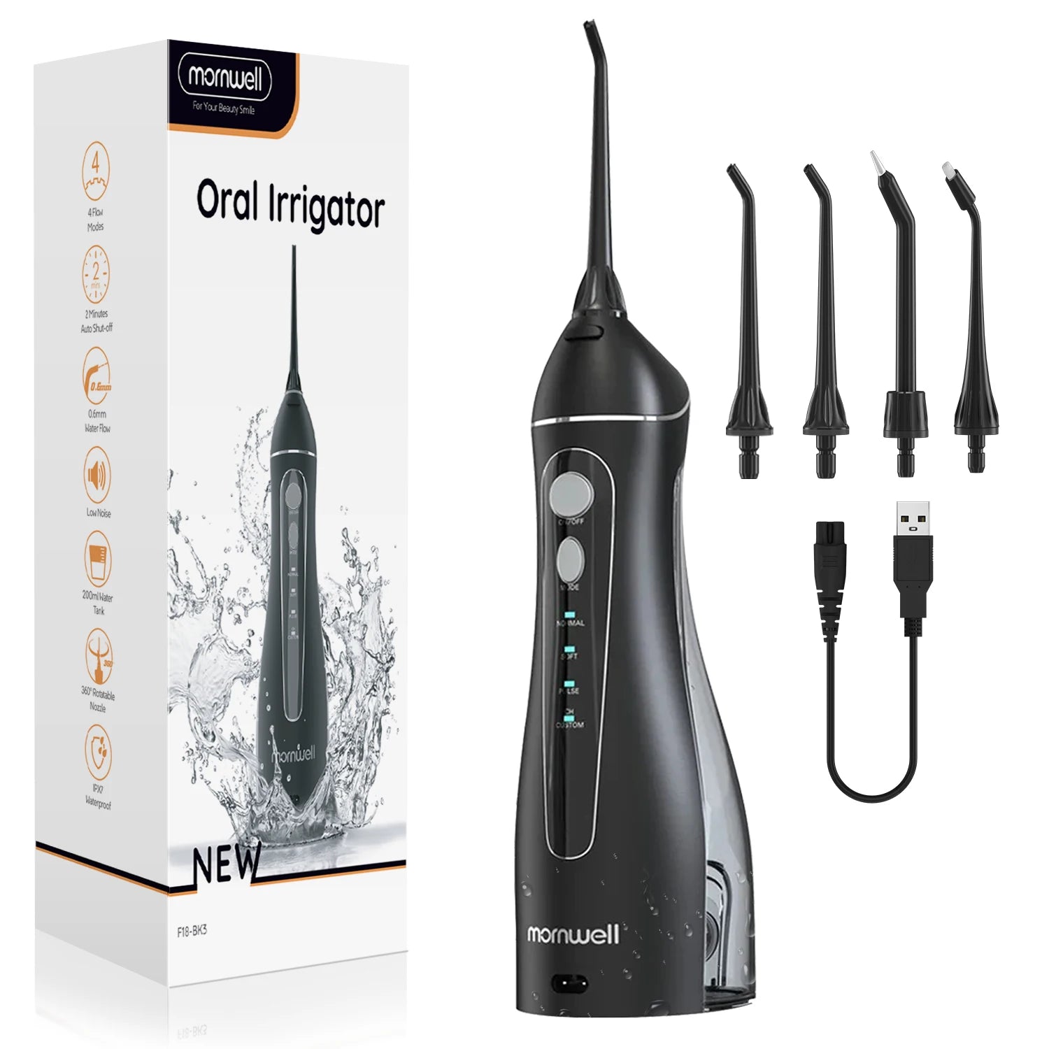 Water Floss Portable Cordless F18 Water Flosser 3 Cleaning Modes Waterproof Rechargeable Water Cleaner 4 Nozzles Clean Gums Beauty World Shop