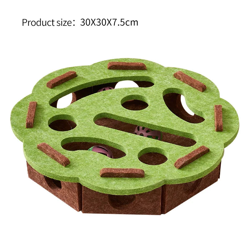 Interactive Cat Puzzle Toy Felt Toy Box with Maze Tunnel Bell Ball Indoor Entertainment Cat Toy Beauty World Shop