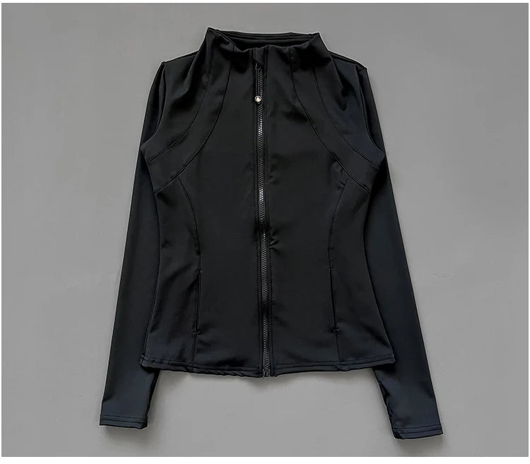 Quick Dry Stand Up Collar Fitness Jacket For Women Slim-Fit Zipper Yoga Wear Long Sleeve Breathable Running Sports Cycling Top Beauty World Shop