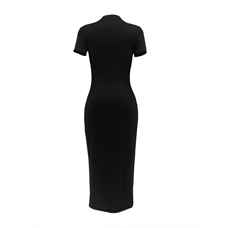 Ladies' summer GUEESS Los Angeles letter pattern printed round neck short sleeved casual slim fit sexy fashion dress Beauty World Shop