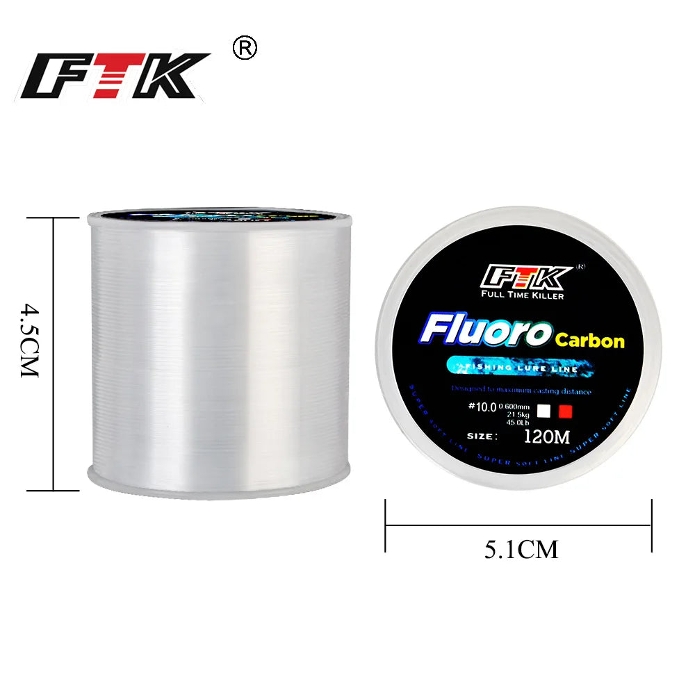 Nylon fishing Line 120m 0.14mm-0.6mm 4.13lb-45lb fluorocarbon coating treatment process carbon surface Fishing Accessories Beauty World Shop