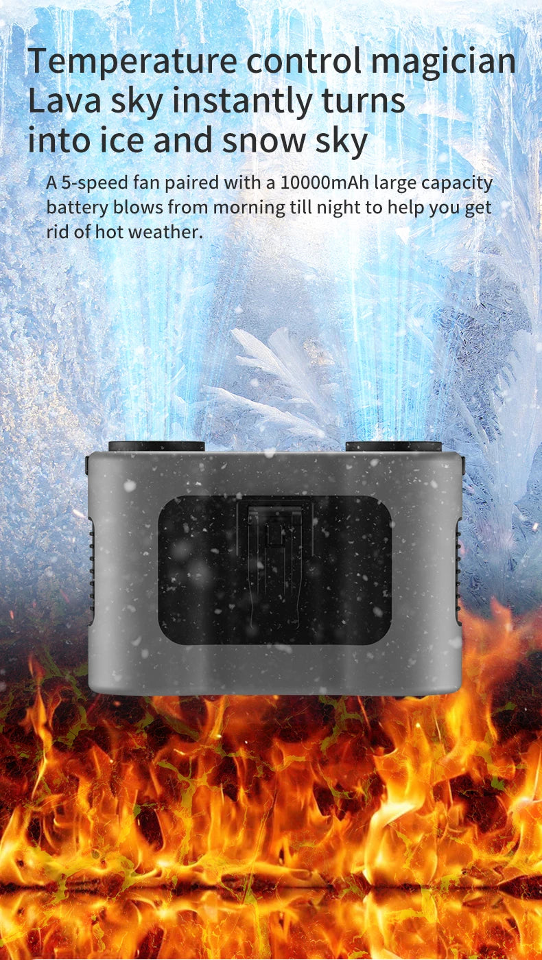 Portable Waist Clip Fan Mini USB Charging Hanging Fan with LED Flashlight Outdoor Single/dual Air Outlet Fan 20000/10000Mah F6/7 Beauty World Shop