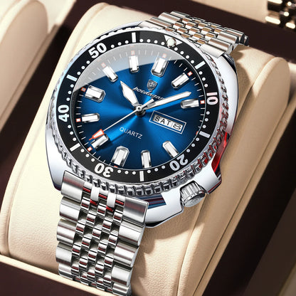 POEDAGAR Luxury Business Men Watch Date Week Waterproof Luminous Man Wristwatch Sport Stainless Steel Quartz Men's Watches Reloj Beauty World Shop