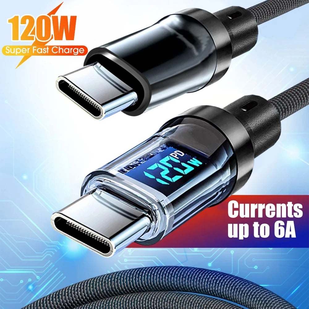NNBILI 120W A-C and C-C Phone Super Fast Charging Cable with LED display screen, not compatible Xiaomi iPhone、 Samsung Beauty World Shop