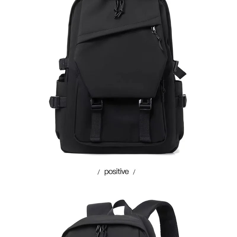 One 15 Inch Polyester Waterproof Solid Color Simple Men's Backpack Fashion Couple Student Computer Backpack Beauty World Shop