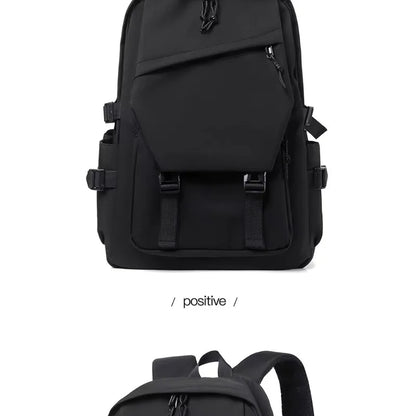 One 15 Inch Polyester Waterproof Solid Color Simple Men's Backpack Fashion Couple Student Computer Backpack Beauty World Shop