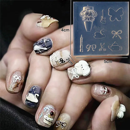3D Reusable Soft Silicone Embossed Nail Art Mold Featuring Bows,Butterfly and Flower for DIY Nail Art &Charm Decoration Suppliy Beauty Trend Shop