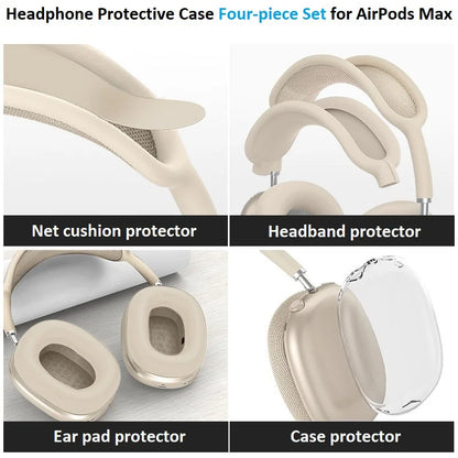 Headphones Ear Pads Scratch Resistant Hearing Aid Case Transparent TPU Three Piece Set for Airpods Max Case Accessories EJBHT07