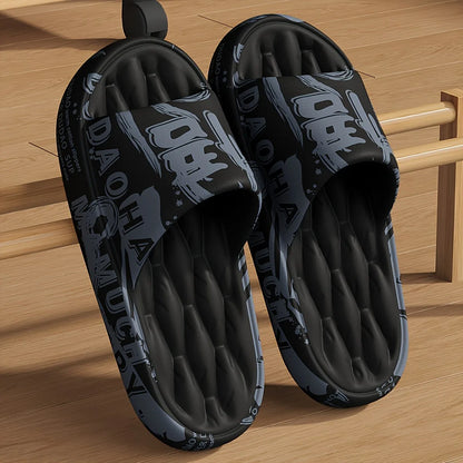 Trendy EVA Graffiti Slides for Men and Women Soft Comfortable Black White Design Playful Patterns Casual Home Outdoor Wear Beauty World Shop