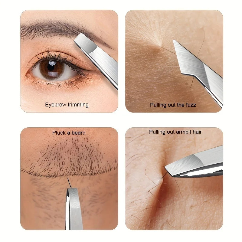 Ouriner Eyebrow Tweezers Set 4 Pcs Stainless Steel Eyebrow Forceps Professional Beauty Tool Set For Facial Hair Inward Growing Beauty Fashion