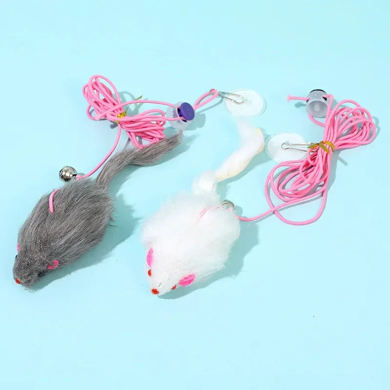 7pcs Random Cat Toy Swing Sticky Disc Elastic Hanging Door Teasing Cat Rope Long Rope Teasing Cat Cat Toy Cat Accessories