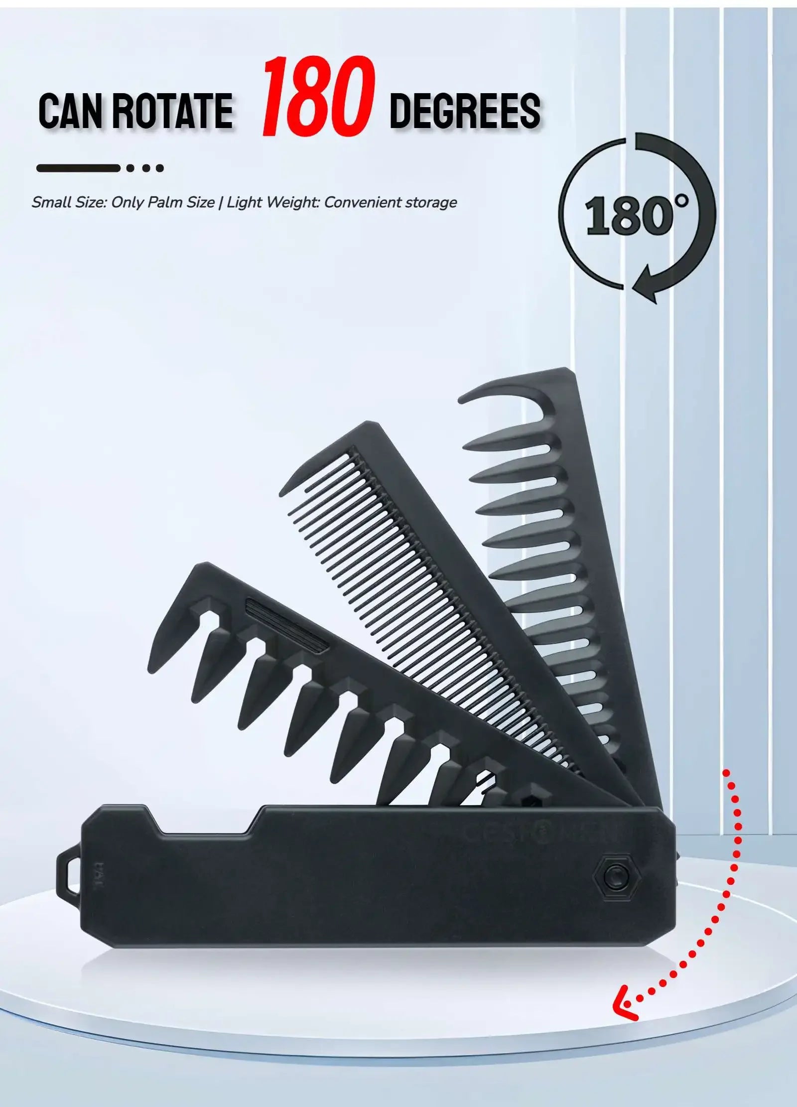 Professional 3 in 1 Pocket Folding Combs Wide Tooth Oil Head Comb Beard Combing Barber Hair Clipper Comb Salon Hair Styling Tool Beauty World Shop