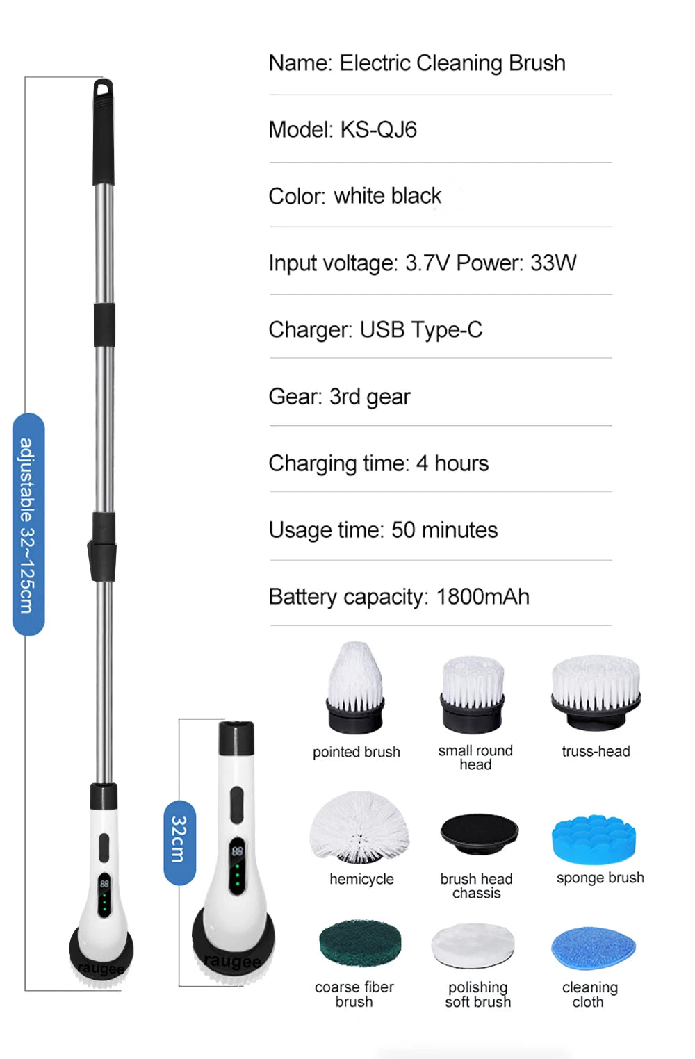 Electric Bathroom Cleaning Brush 9-in-1 Wireless Household Rotation Cleaning Brush for Bathroom Kitchen Toilet Cleaning Scrubber