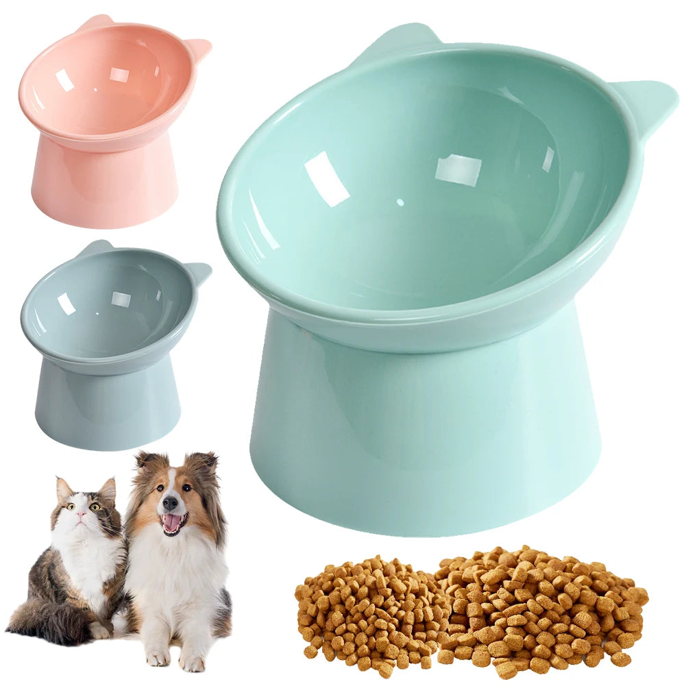Tilted Cat Food Bowl Elevated Cat Bowl Ergonomic Cat Food Dish Anti Vomiting Plastic Feeding Bowl Non Slip for Flat- Faced Cats Beauty World Shop