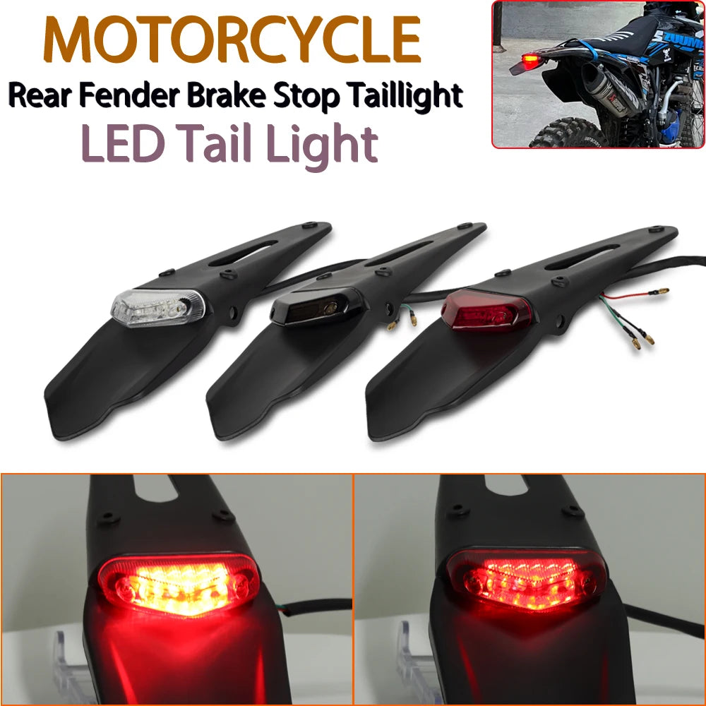 Motorcycle Tail Light For Enduro Off-Road Bike For Kawasaki Honda brake Lamp Motorcycles Rear Fender License Plate Bracket Beauty World Shop
